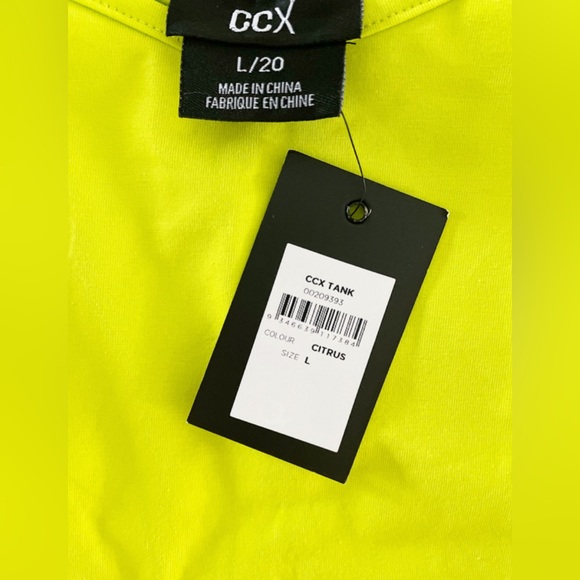 CCX By City Chic Tank Top Neon Yellow Athletic Womens Large Self Bra Black Strap - Picture 5 of 7